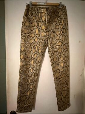 Snake-Print High-Rise Women's Jeans - Brown